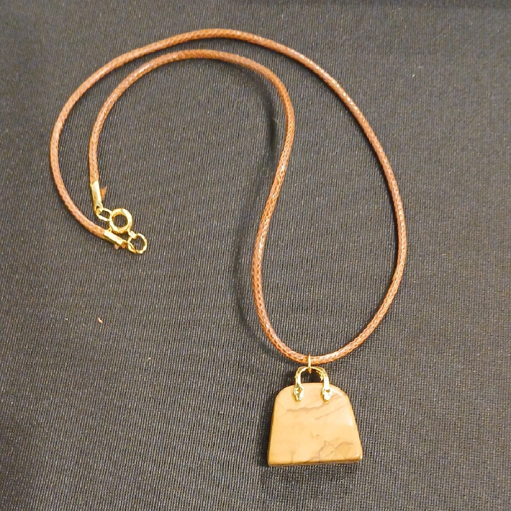 🎉SOLD🎉Brown Gemstone Purse Pendant Necklace